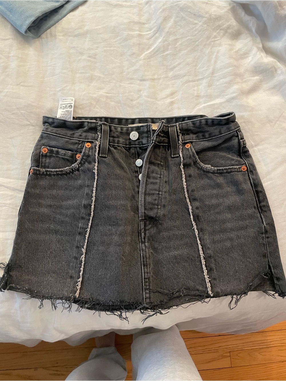 Signature by Levi Strauss Black Distressed Denim Mini Skirt